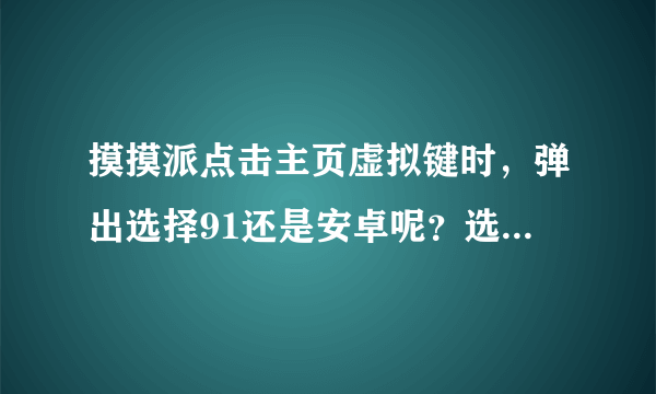 摸摸派点击主页虚拟键时，弹出选择91还是安卓呢？选择91后出现这个界面是怎么回事？