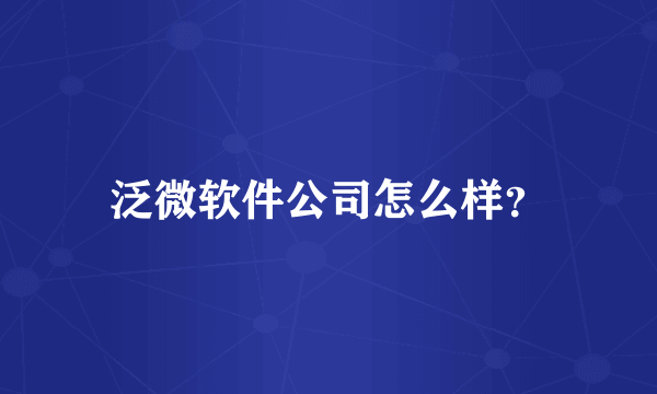 泛微软件公司怎么样？