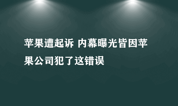 苹果遭起诉 内幕曝光皆因苹果公司犯了这错误