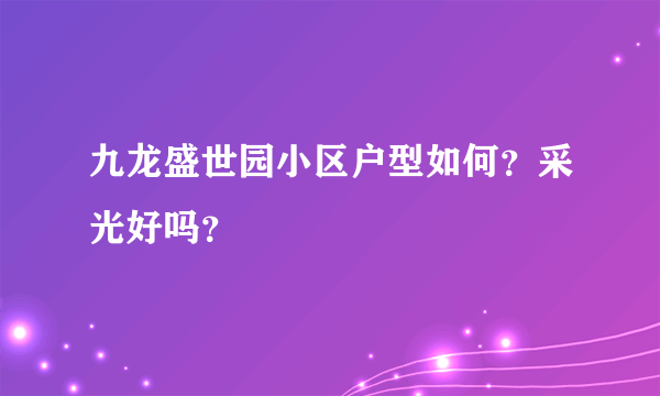 九龙盛世园小区户型如何？采光好吗？