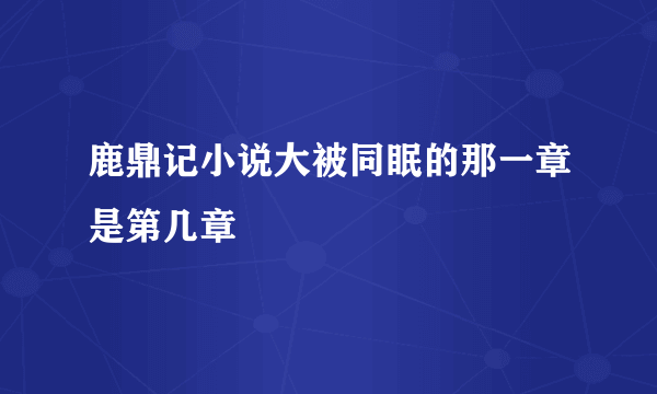 鹿鼎记小说大被同眠的那一章是第几章