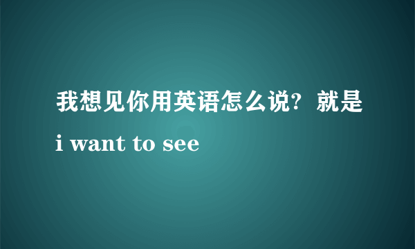 我想见你用英语怎么说?  就是i want to see