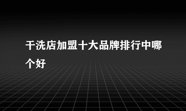 干洗店加盟十大品牌排行中哪个好