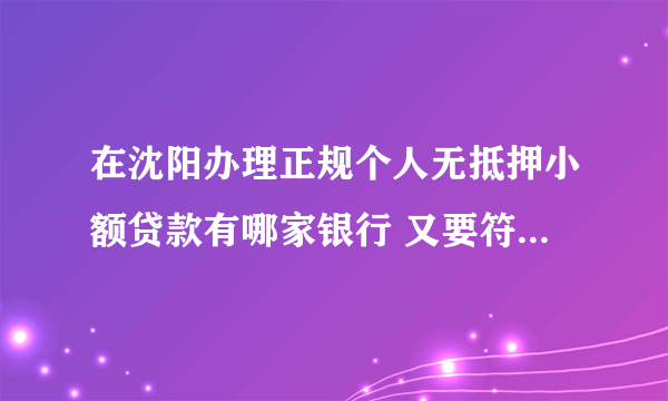 在沈阳办理正规个人无抵押小额贷款有哪家银行 又要符合哪些具体条件