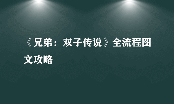 《兄弟：双子传说》全流程图文攻略