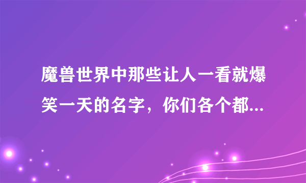 魔兽世界中那些让人一看就爆笑一天的名字，你们各个都是人才！