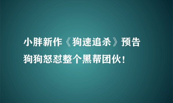 小胖新作《狗速追杀》预告 狗狗怒怼整个黑帮团伙！