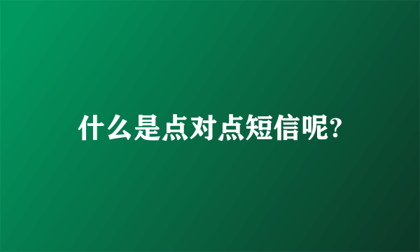 什么是点对点短信呢?