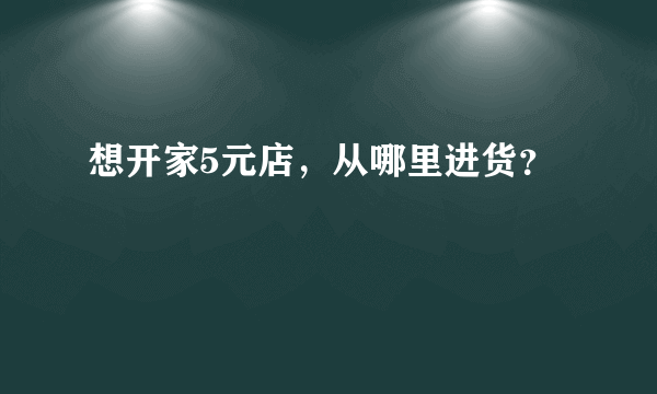 想开家5元店，从哪里进货？