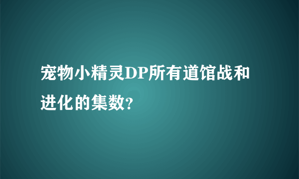 宠物小精灵DP所有道馆战和进化的集数？