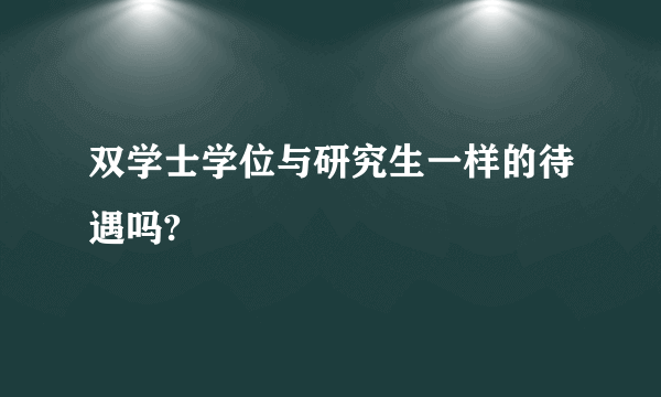 双学士学位与研究生一样的待遇吗?