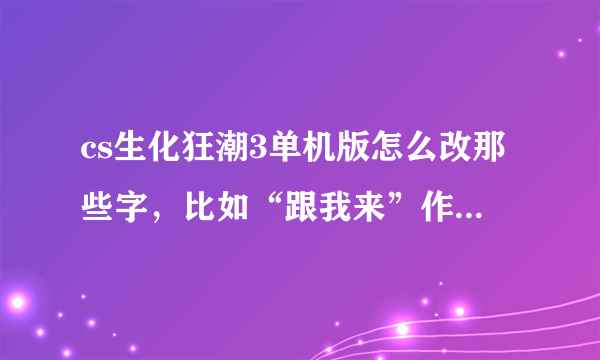 cs生化狂潮3单机版怎么改那些字，比如“跟我来”作者改成“你TMD快过来”我想改回原版的。