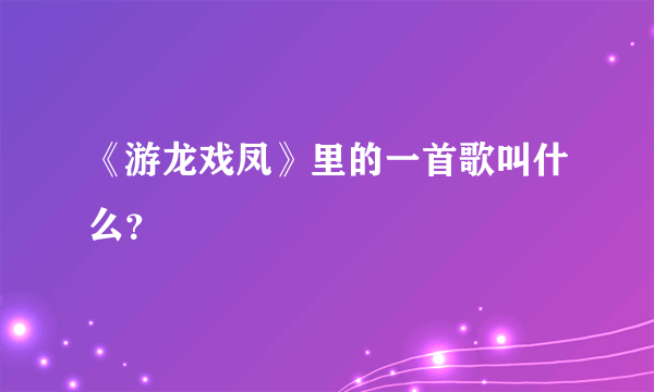 《游龙戏凤》里的一首歌叫什么？