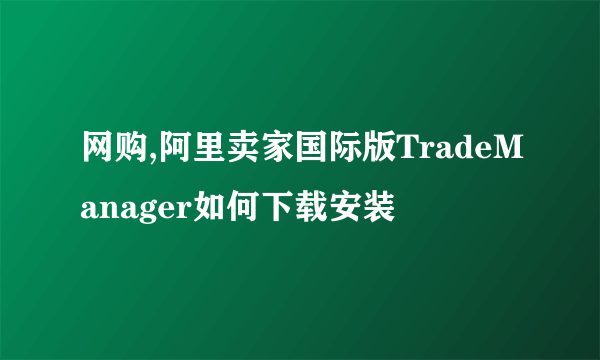 网购,阿里卖家国际版TradeManager如何下载安装