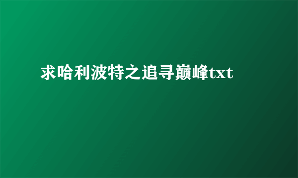 求哈利波特之追寻巅峰txt