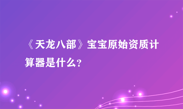 《天龙八部》宝宝原始资质计算器是什么？