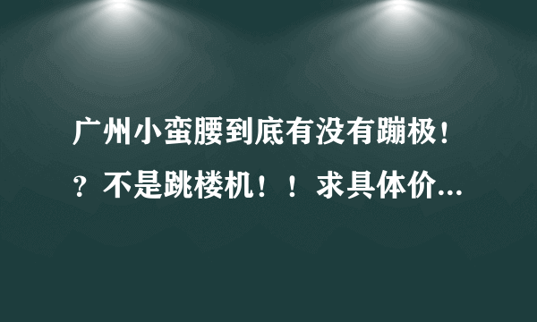 广州小蛮腰到底有没有蹦极！？不是跳楼机！！求具体价格、具体要求。谢谢！