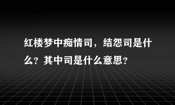 红楼梦中痴情司，结怨司是什么？其中司是什么意思？