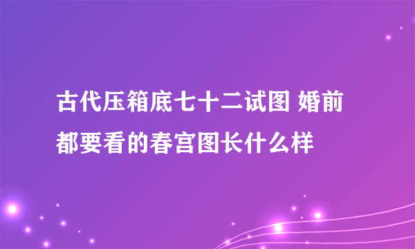 古代压箱底七十二试图 婚前都要看的春宫图长什么样