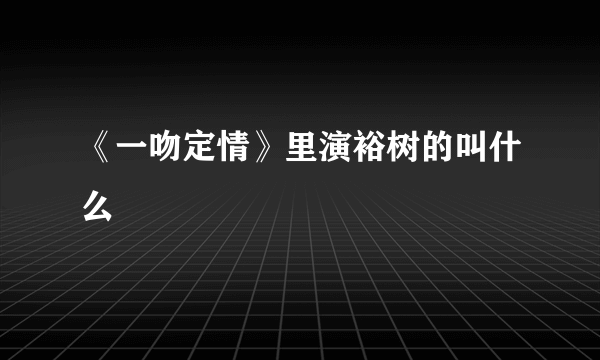 《一吻定情》里演裕树的叫什么