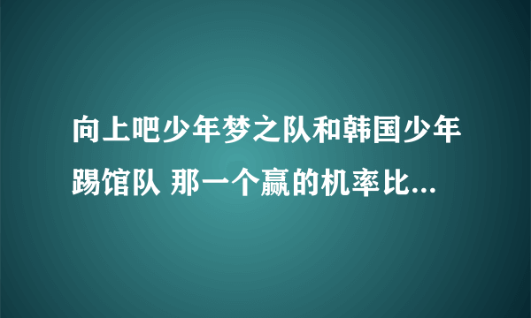 向上吧少年梦之队和韩国少年踢馆队 那一个赢的机率比较大 谁厉害？