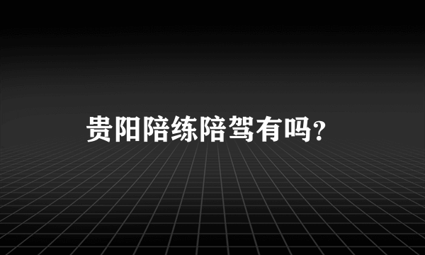 贵阳陪练陪驾有吗？