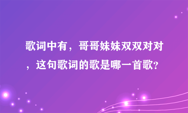 歌词中有，哥哥妹妹双双对对，这句歌词的歌是哪一首歌？