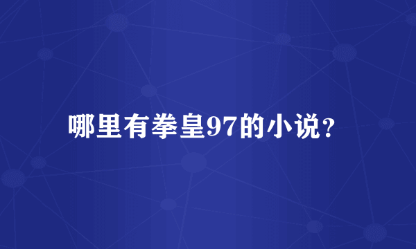 哪里有拳皇97的小说？