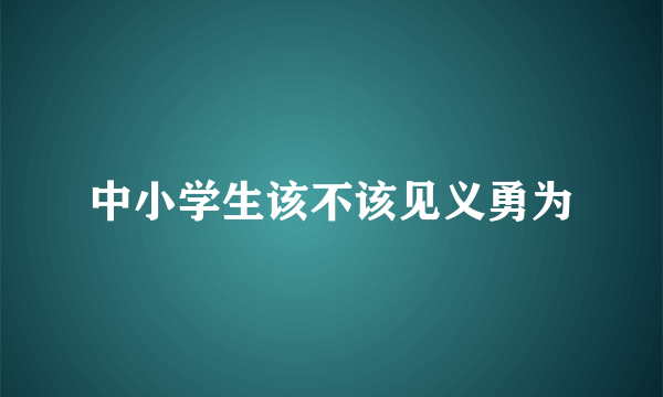 中小学生该不该见义勇为