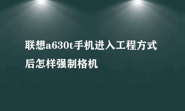 联想a630t手机进入工程方式后怎样强制格机