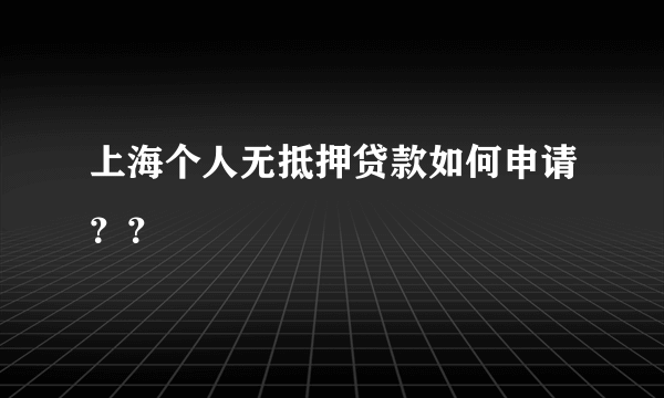 上海个人无抵押贷款如何申请？？