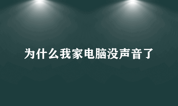 为什么我家电脑没声音了