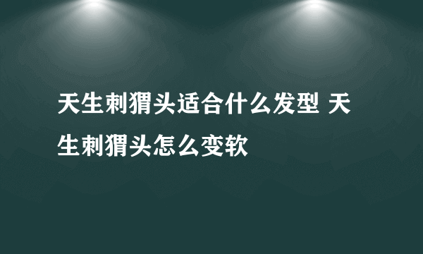 天生刺猬头适合什么发型 天生刺猬头怎么变软