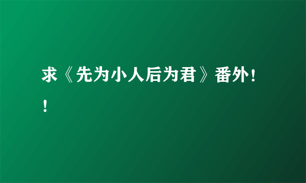 求《先为小人后为君》番外！！