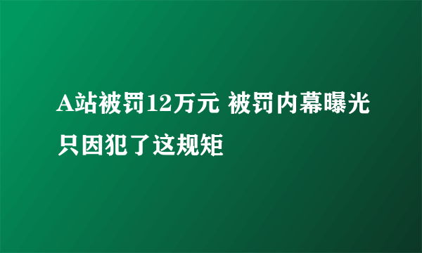 A站被罚12万元 被罚内幕曝光只因犯了这规矩