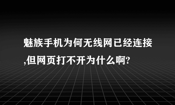 魅族手机为何无线网已经连接,但网页打不开为什么啊?