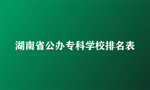 湖南省公办专科学校排名表