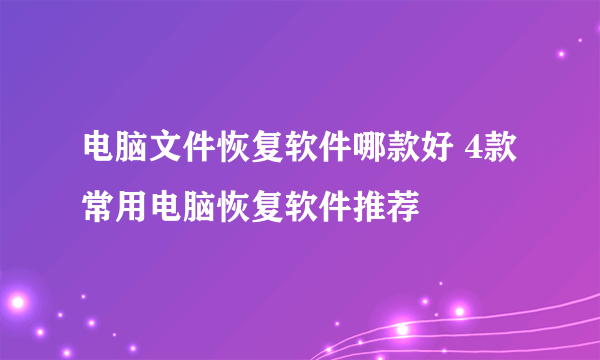 电脑文件恢复软件哪款好 4款常用电脑恢复软件推荐