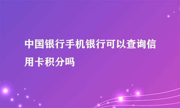 中国银行手机银行可以查询信用卡积分吗