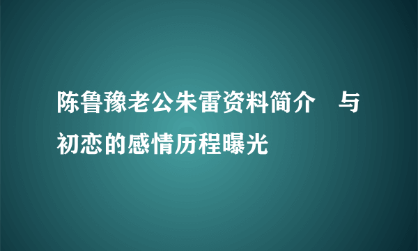 陈鲁豫老公朱雷资料简介   与初恋的感情历程曝光