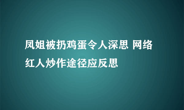 凤姐被扔鸡蛋令人深思 网络红人炒作途径应反思