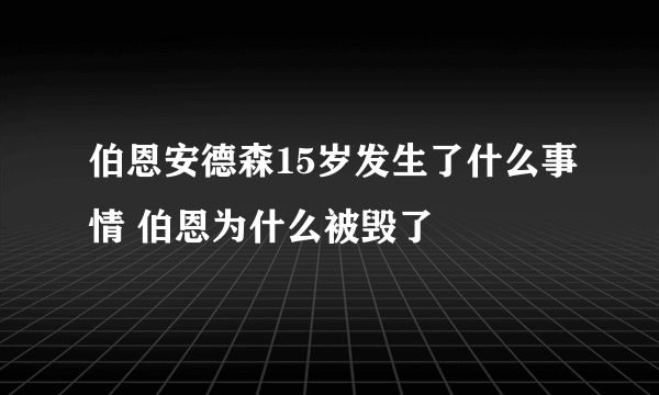 伯恩安德森15岁发生了什么事情 伯恩为什么被毁了