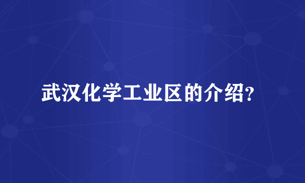 武汉化学工业区的介绍？