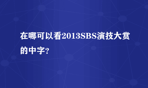 在哪可以看2013SBS演技大赏的中字？