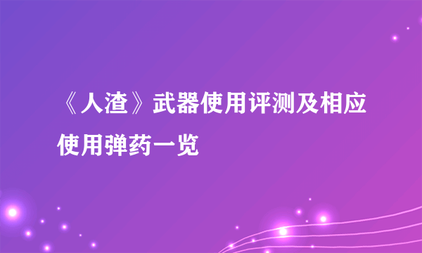 《人渣》武器使用评测及相应使用弹药一览