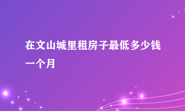 在文山城里租房子最低多少钱一个月