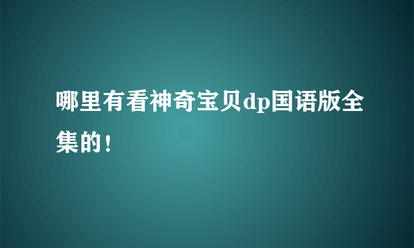 哪里有看神奇宝贝dp国语版全集的！