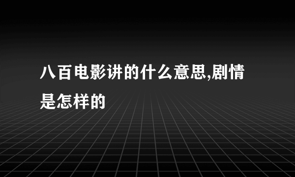 八百电影讲的什么意思,剧情是怎样的