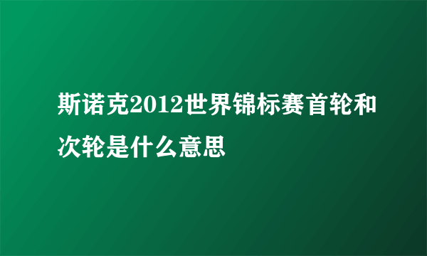 斯诺克2012世界锦标赛首轮和次轮是什么意思