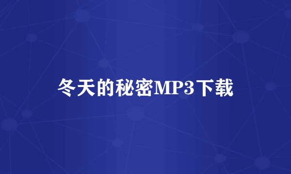 冬天的秘密MP3下载